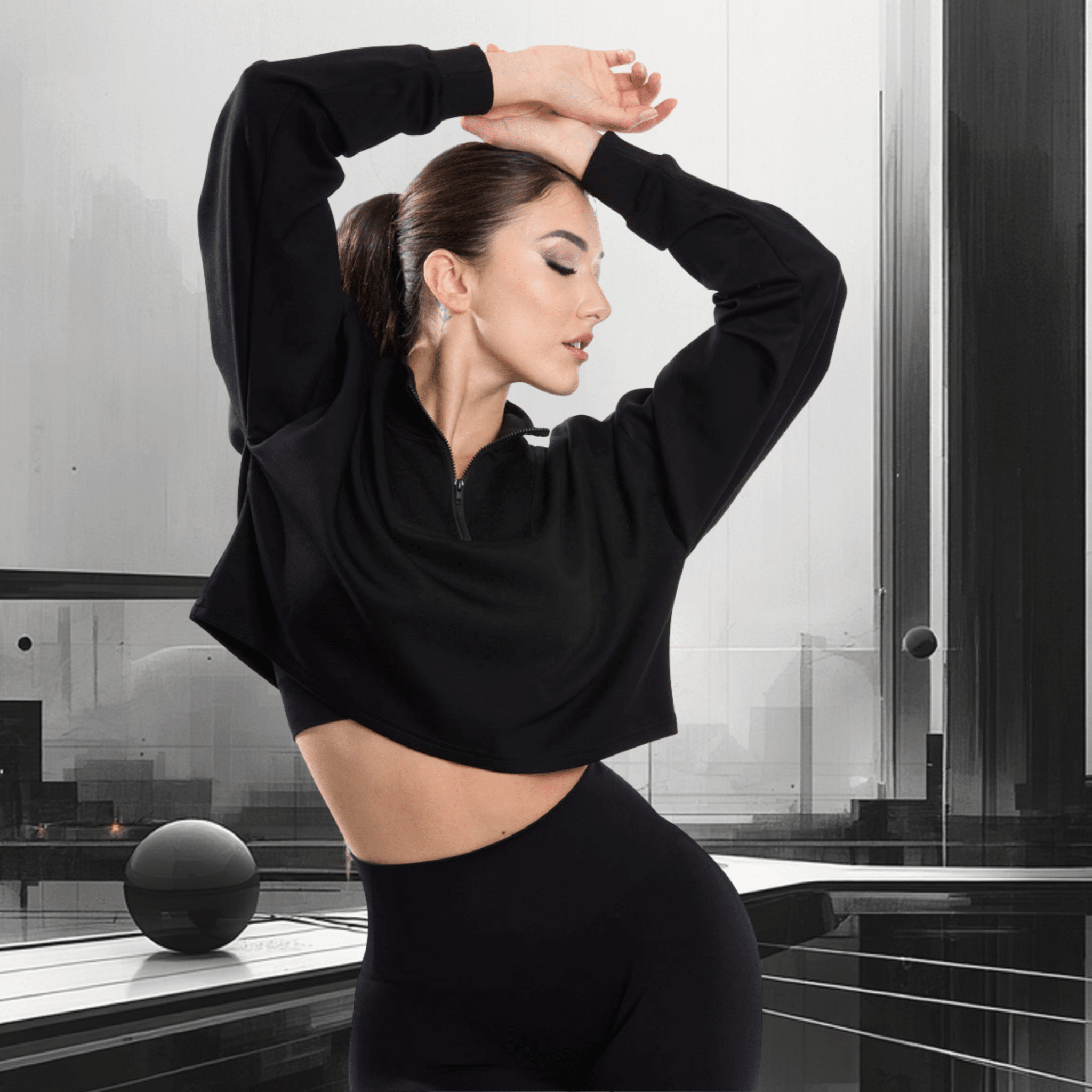 IRIS black - Cropped Sweatshirt - Ionicfire